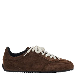 Daze Brown Low Top Sneakers with Logo Lettering on the Tongue in Suede for Men