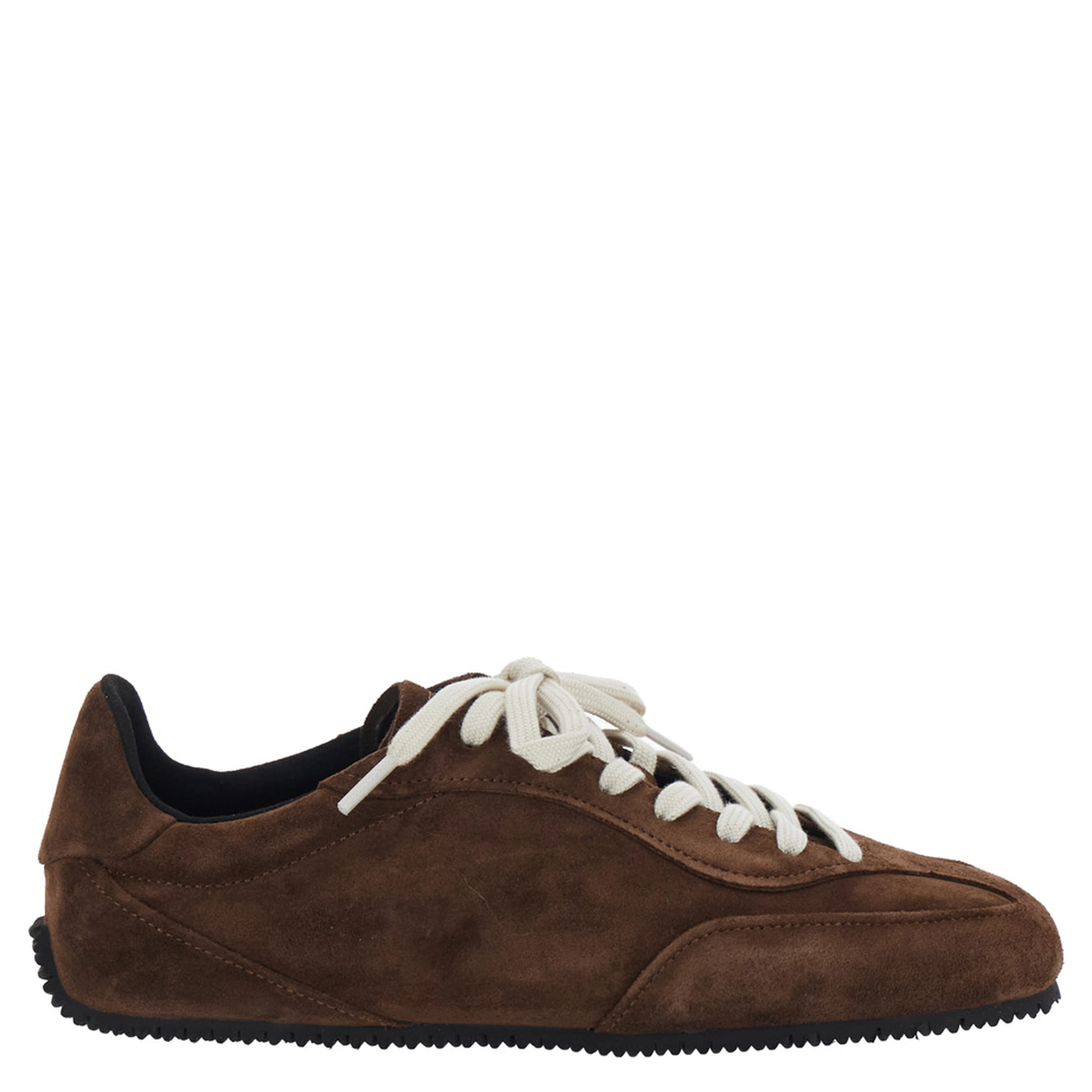 Daze Brown Low Top Sneakers with Logo Lettering on the Tongue in Suede for Men