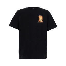 Black Crew neck T-shirt with logo detail on the front and maxi logo on the back in cotton for men