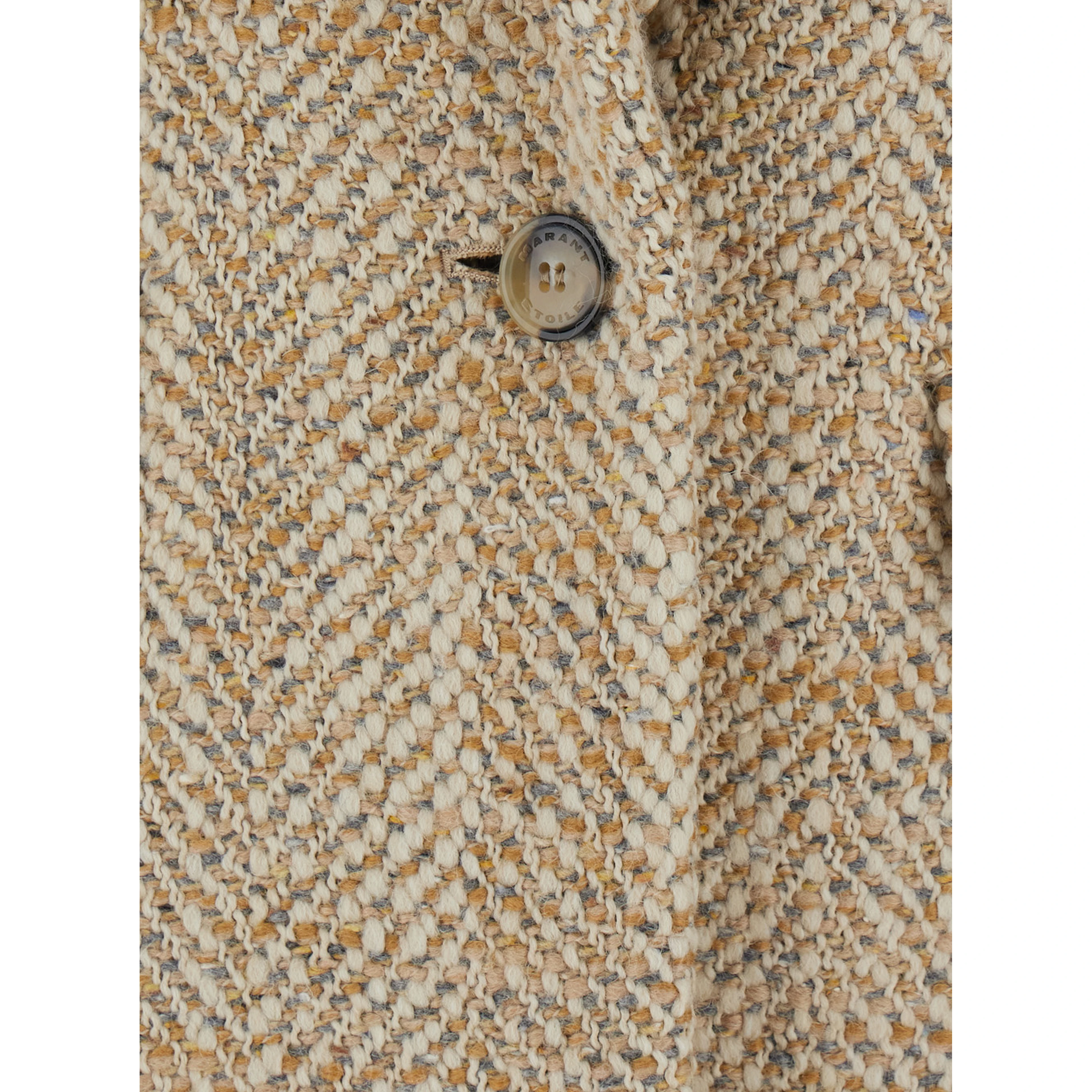 Parly Beige Single-Breasted Jacket with Notched Revers and Geometric Motif in Blend Wool for Women