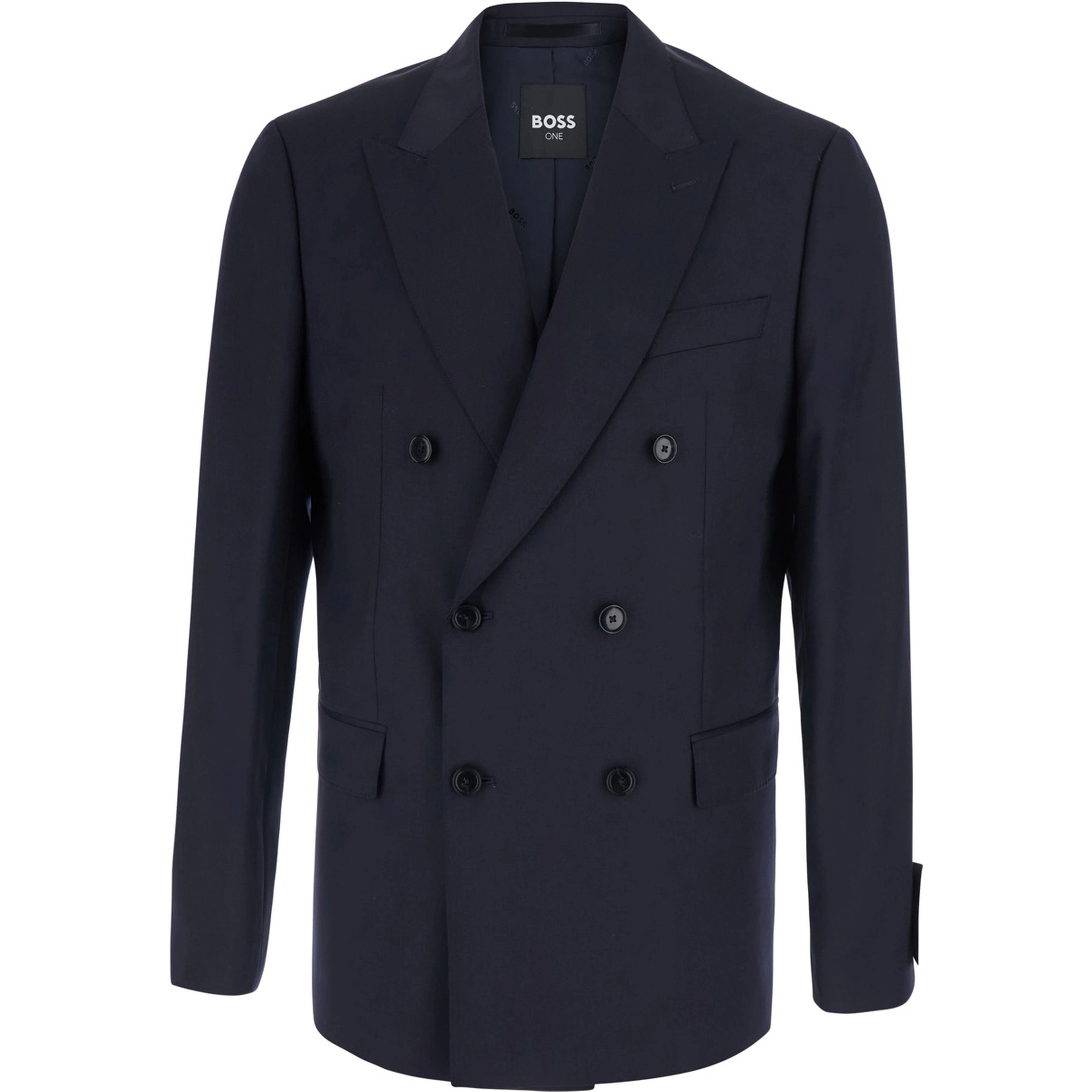 Blue double-breasted Jacket with Notched revers in wool men