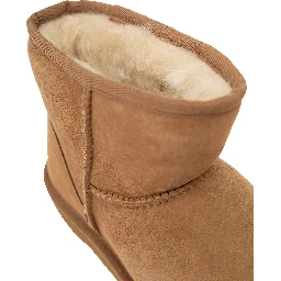 Boots Classic Mini with Logo Patch on the Back in Beige Suede for Women