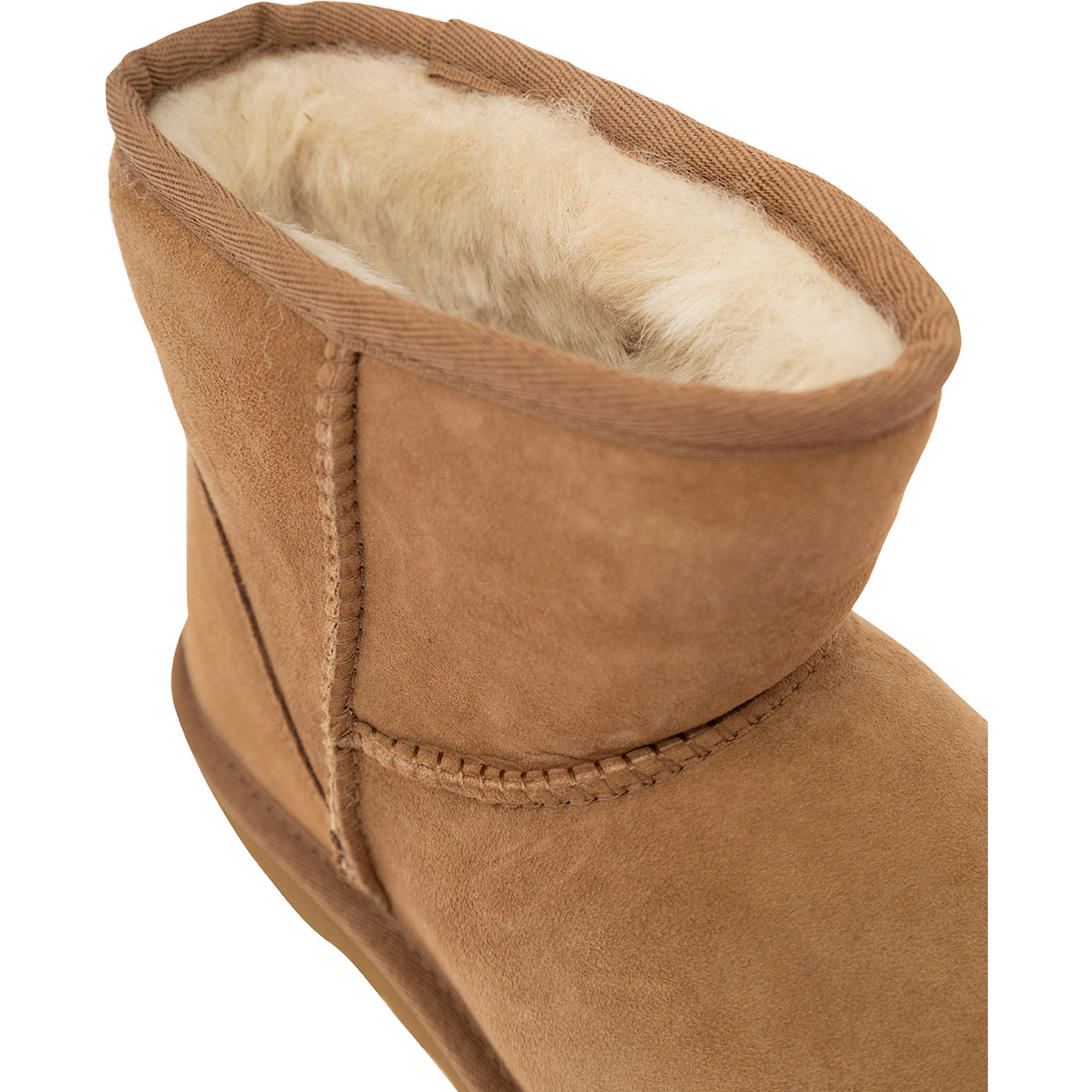 Boots Classic Mini with Logo Patch on the Back in Beige Suede for Women