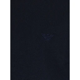 Blue Crew neck T-shirt with tone-on-tone logo embroidery on the front in cotton for men