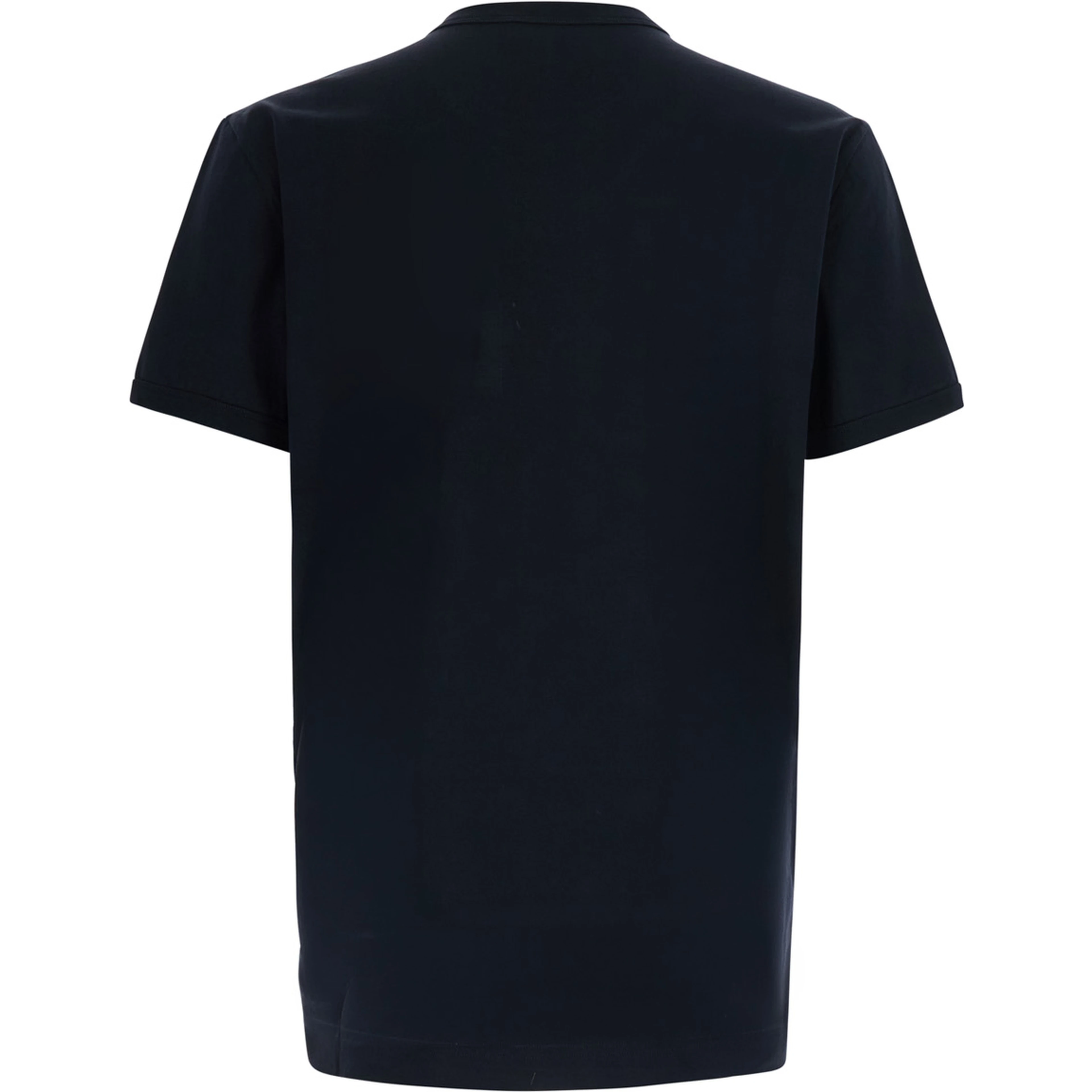Blue Crew neck T-shirt with logo embroidery on the front in cotton for men