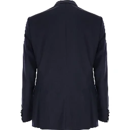 Blue double-breasted Jacket with Notched revers in wool men