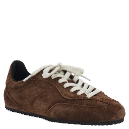 Daze Brown Low Top Sneakers with Logo Lettering on the Tongue in Suede for Men