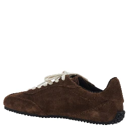 Daze Brown Low Top Sneakers with Logo Lettering on the Tongue in Suede for Men