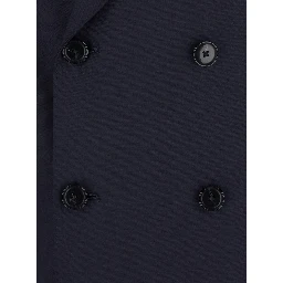 Blue double-breasted Jacket with Notched revers in wool men