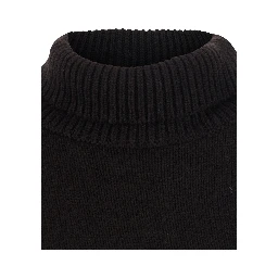 Heidi Black Sweater with High Neck and Ribbed Finishes in Cashmere for Women