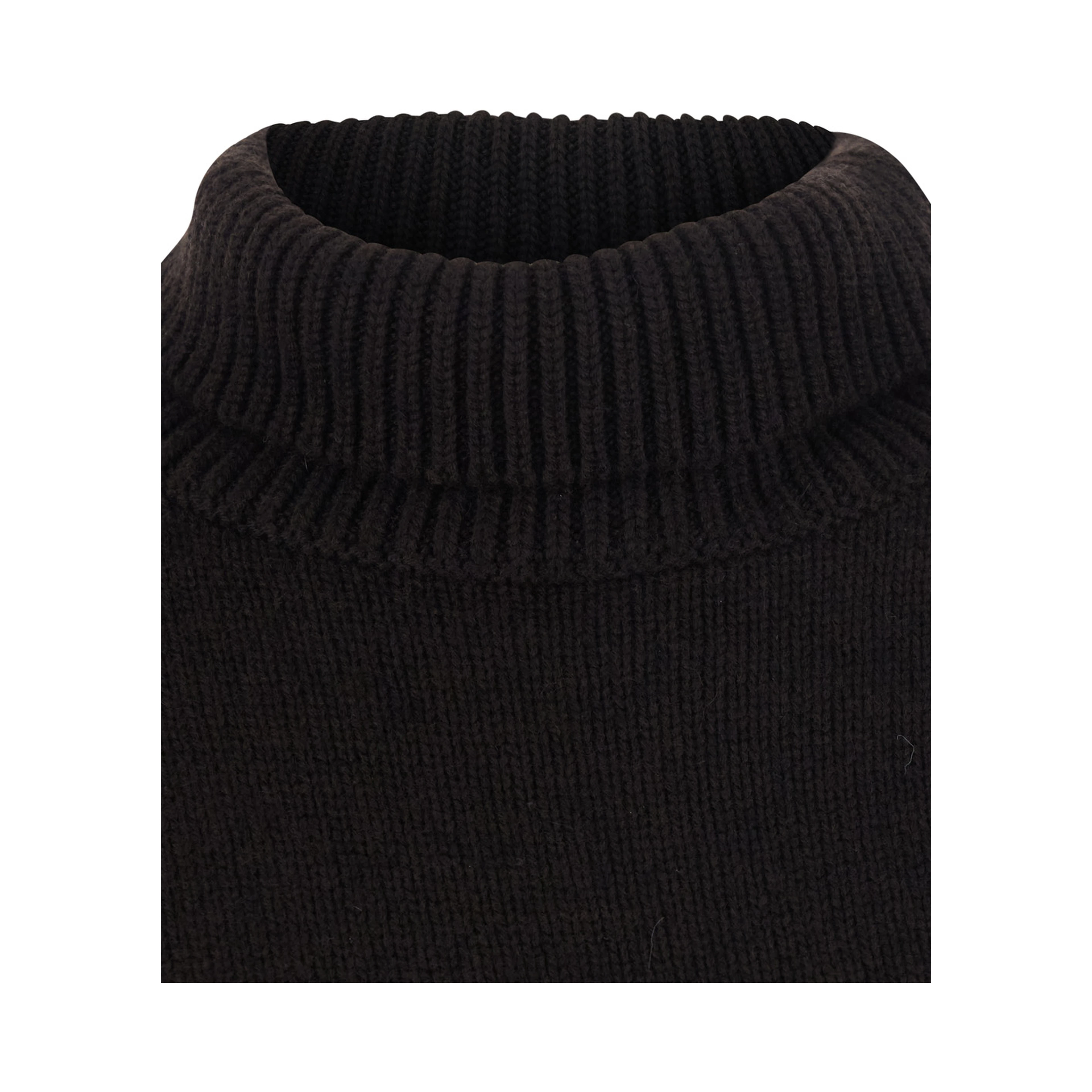 Heidi Black Sweater with High Neck and Ribbed Finishes in Cashmere for Women
