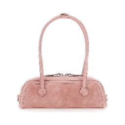 Soft Boston Mini Pink Shoulder bag with Two Top Handles and Logo lettering on the Front in leather Women