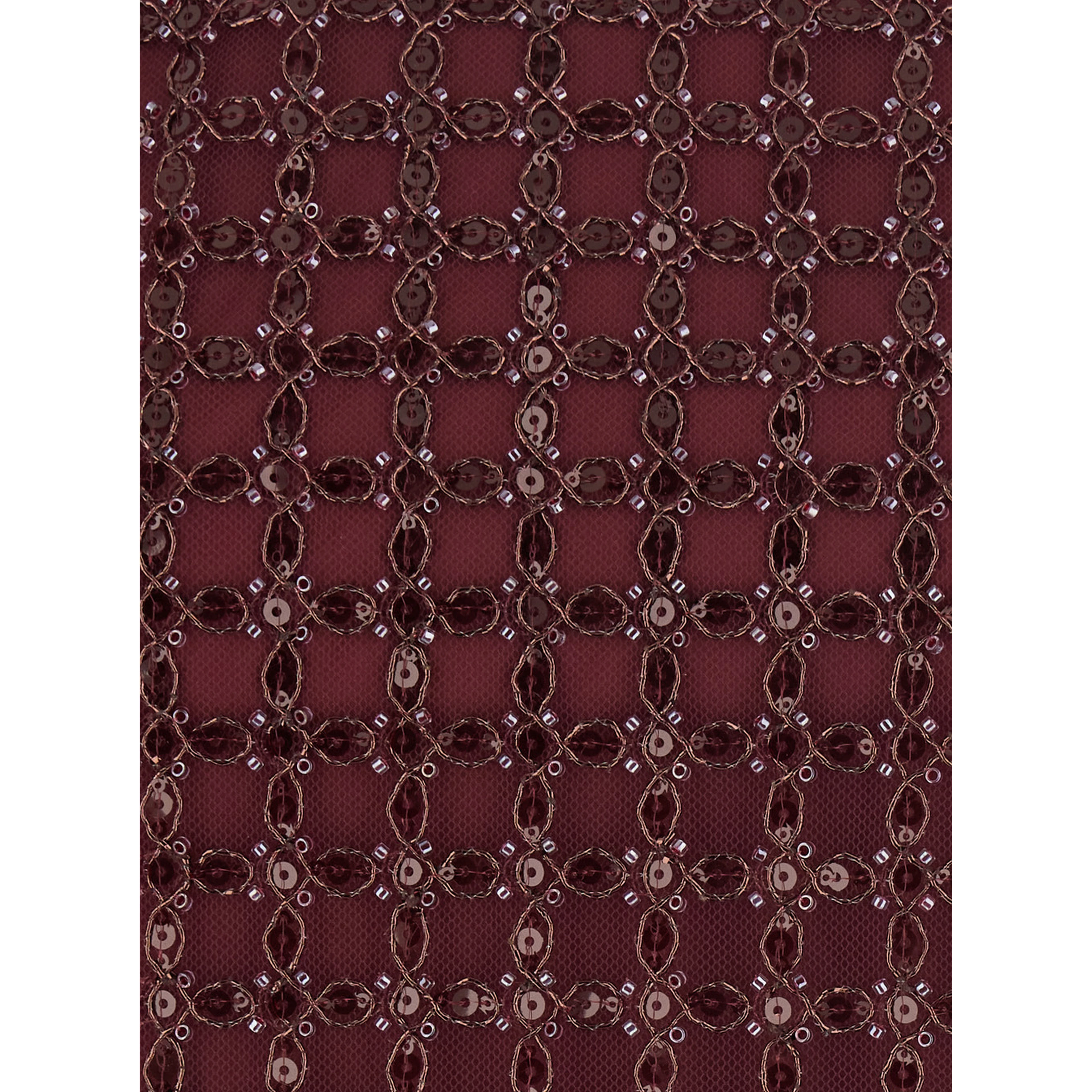 Bordeaux Long sleeveless dress with Halterneck and all-over sequins in Tech Fabric for Women