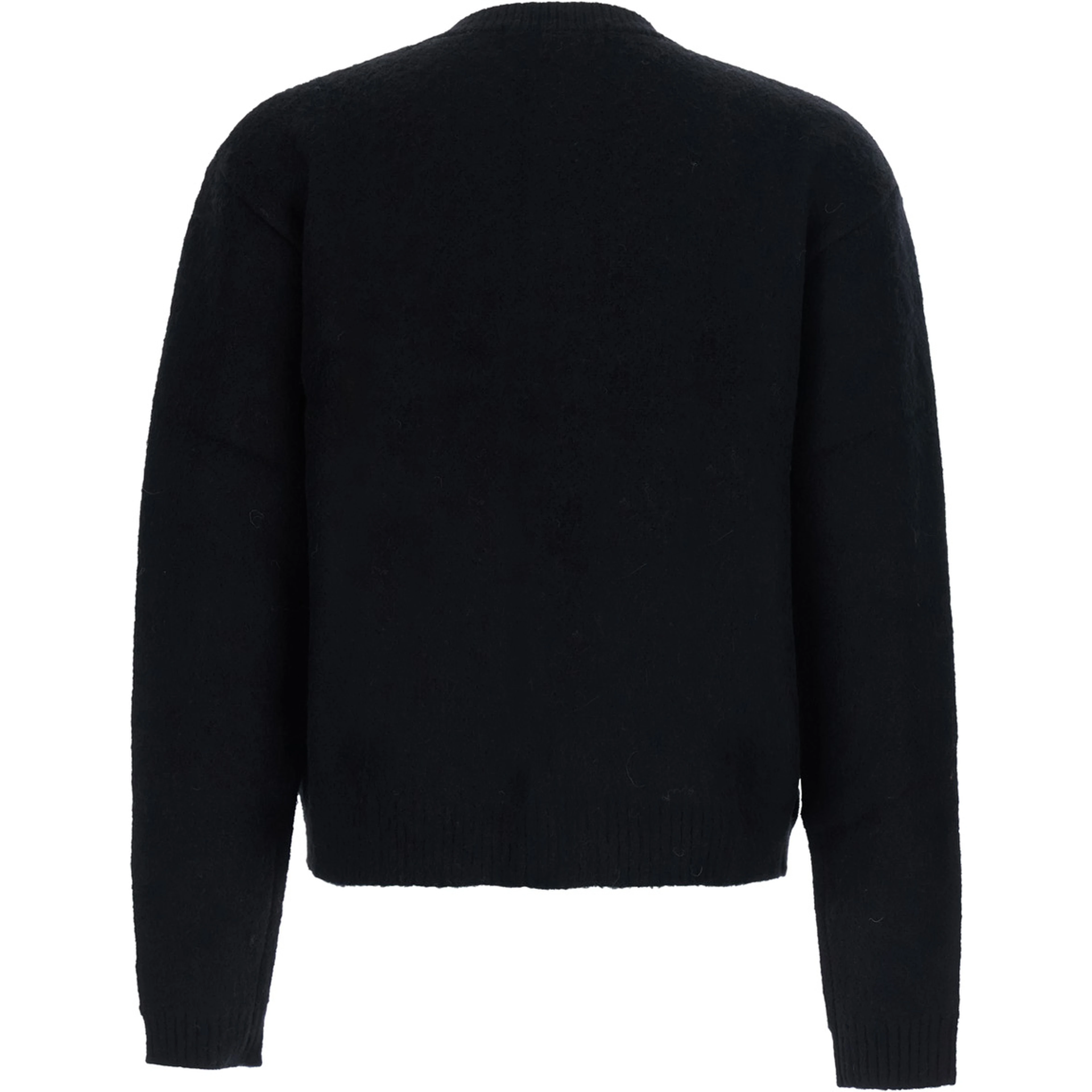 BRUSHED ARGYLE CARDIGAN is a V-neck sweater with long sleeves made of Acrylic, Nylon, Alpaca, and Wool in Black for men.