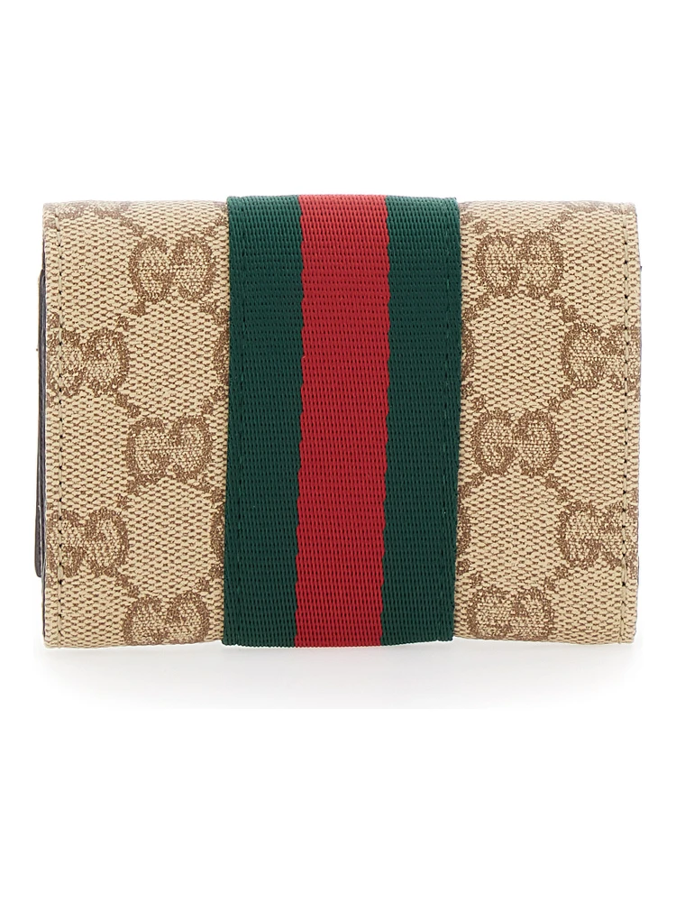 beige Card holder with Web Stripe and GG all-over motif in fabric for women alternative