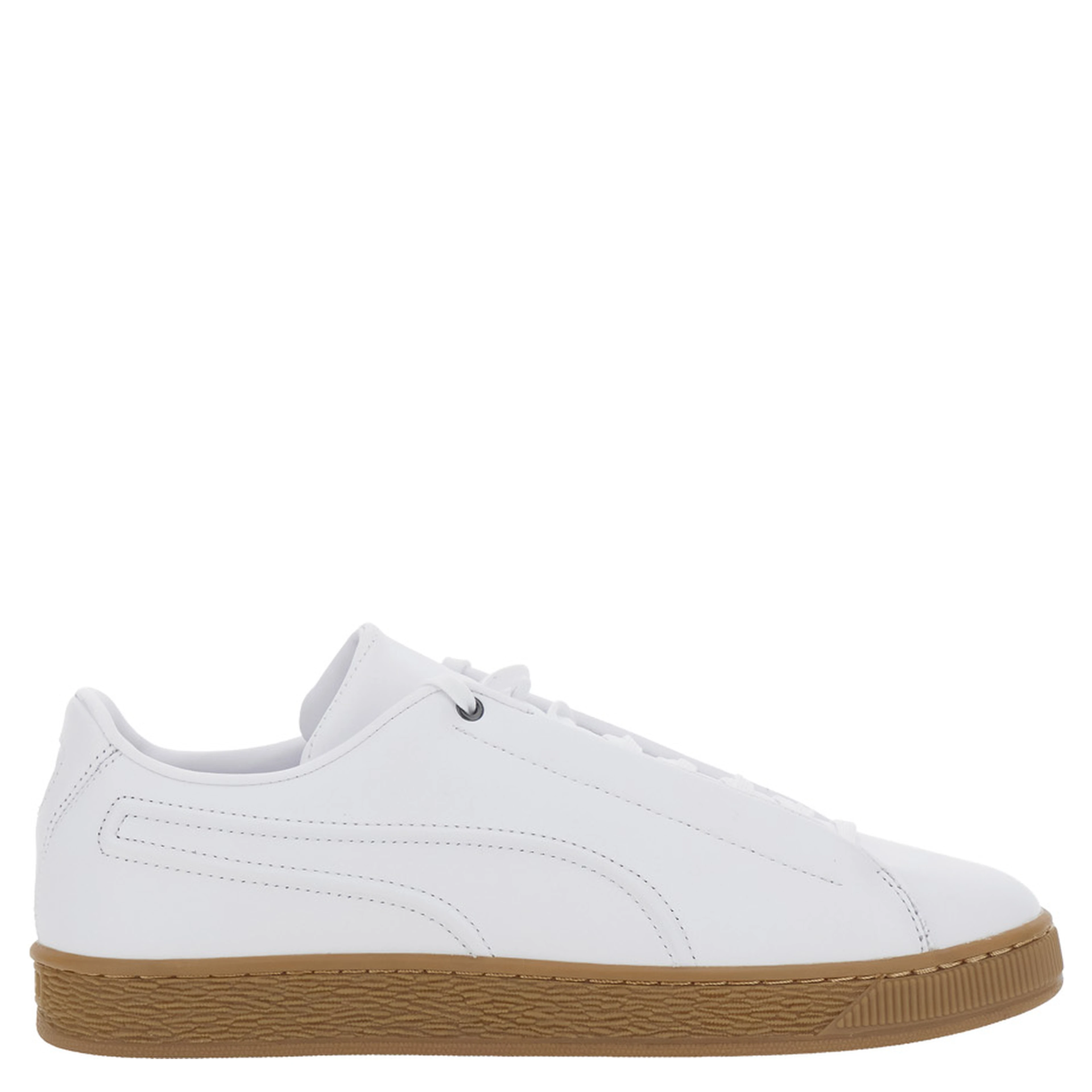 White low top sneakers with laces on the front in leather for men