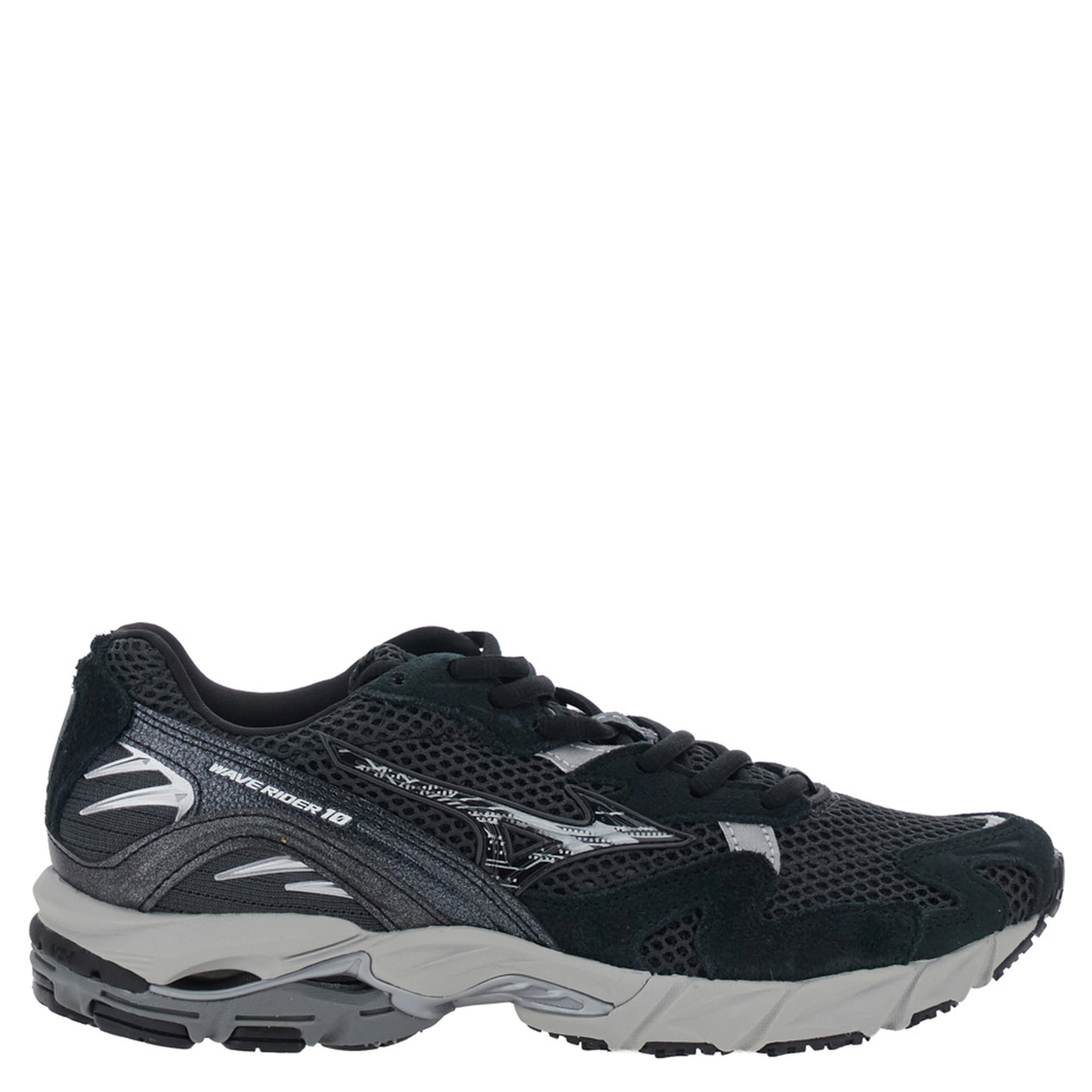 WAVE RIDER 10 Shoes with cushioning sole, Tech Fabric, Black, unisex