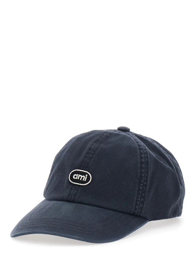 Black Baseball Cap with Logo Patch on the Front in cotton for Men