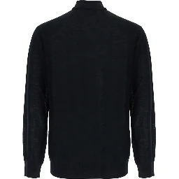 Black  Turtleneck Sweater in Wool for Men