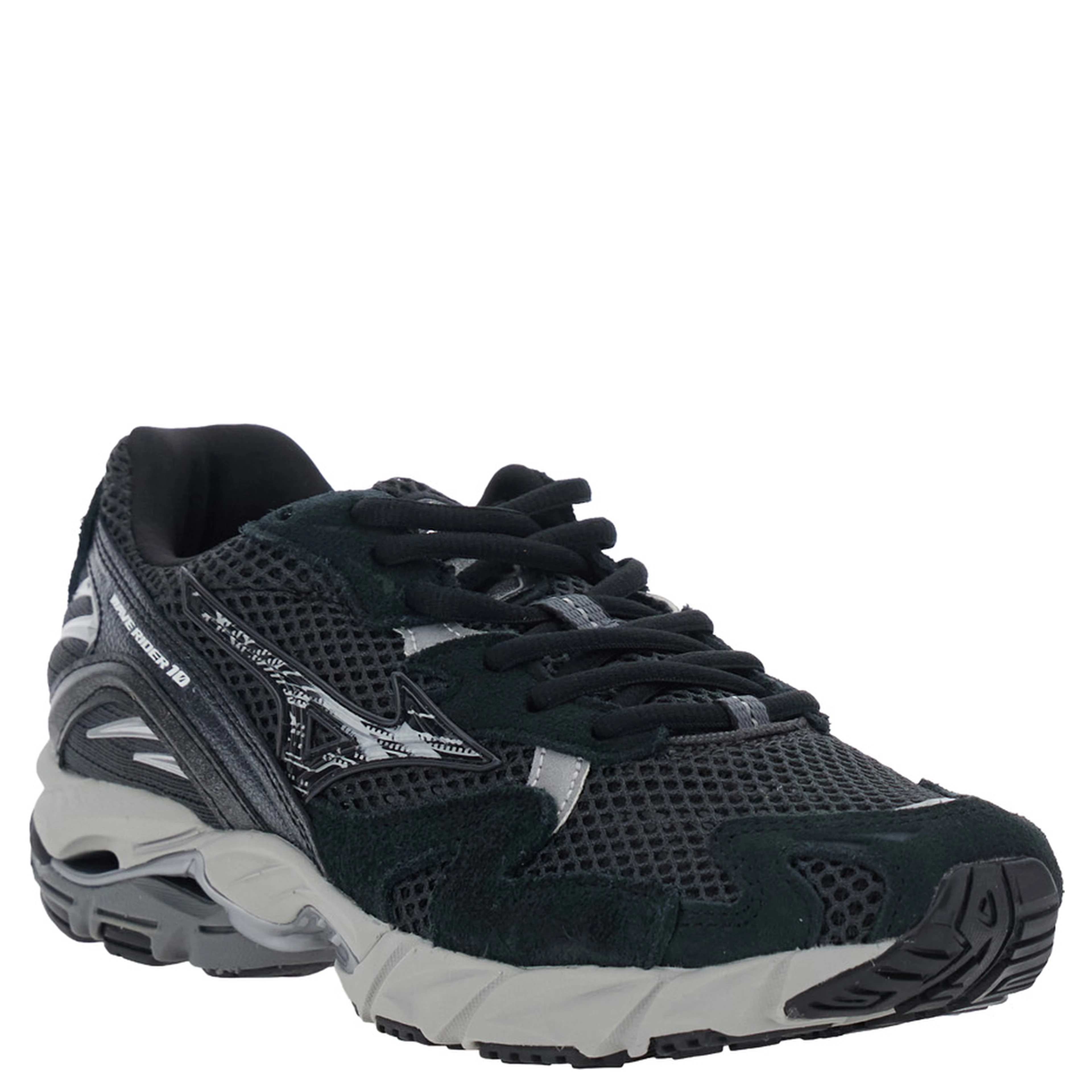 WAVE RIDER 10 Shoes with cushioning sole, Tech Fabric, Black, unisex