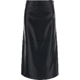Crisma Black Midi Skirt with Zip Closure at the Back in Leather for Women