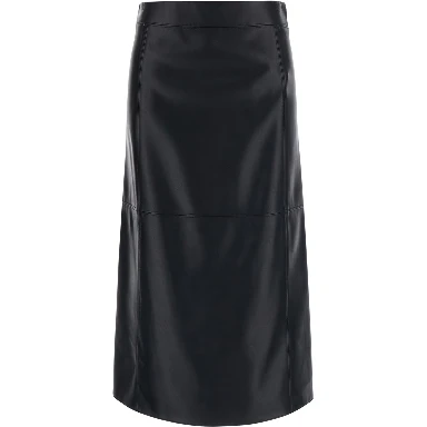 Crisma Black Midi Skirt with Zip Closure at the Back in Leather for Women