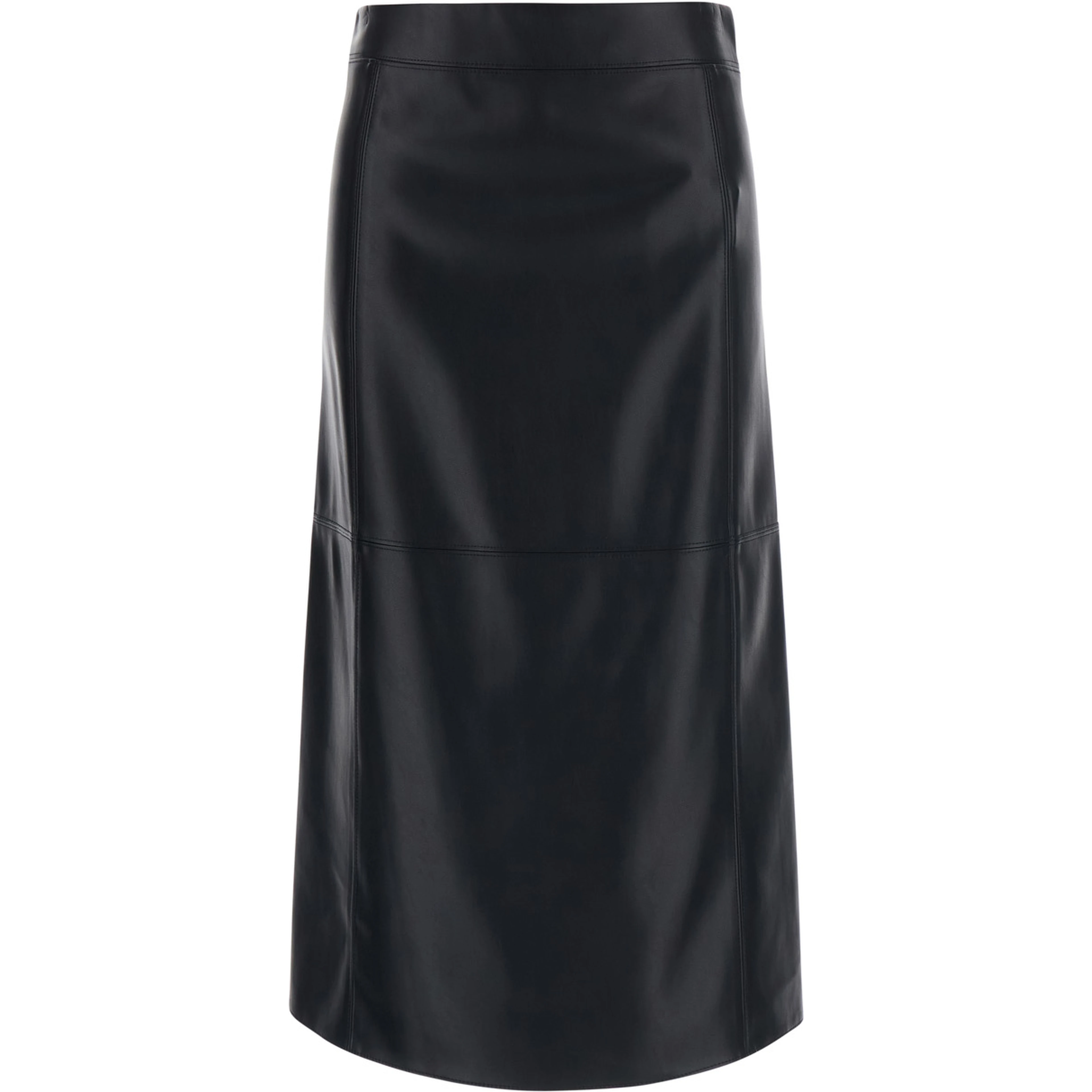 Crisma Black Midi Skirt with Zip Closure at the Back in Leather for Women