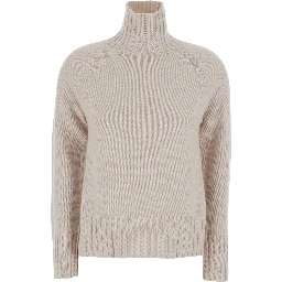 MANTOVA white Sweater with high collar and long sleeves in wool and cashmere for women