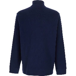 Blue Sweatshirt with Half Zip Closure on the Front and Pony on the Front in Cotton for Men