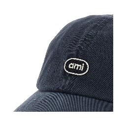 Black Baseball Cap with Logo Patch on the Front in cotton for Men
