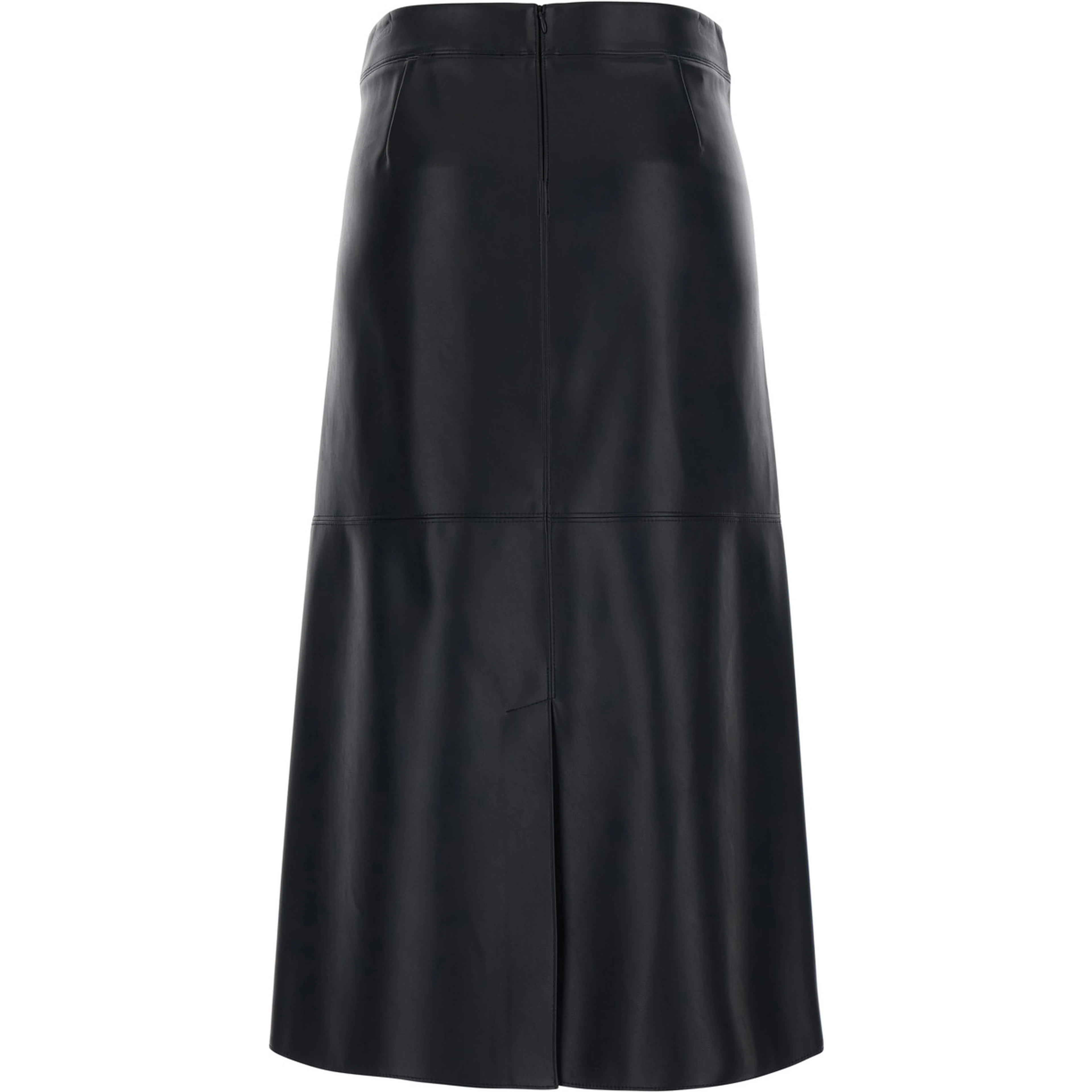 Crisma Black Midi Skirt with Zip Closure at the Back in Leather for Women