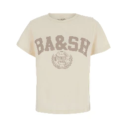 IONI white T-shirt with short sleeves and front logo in cotton for women