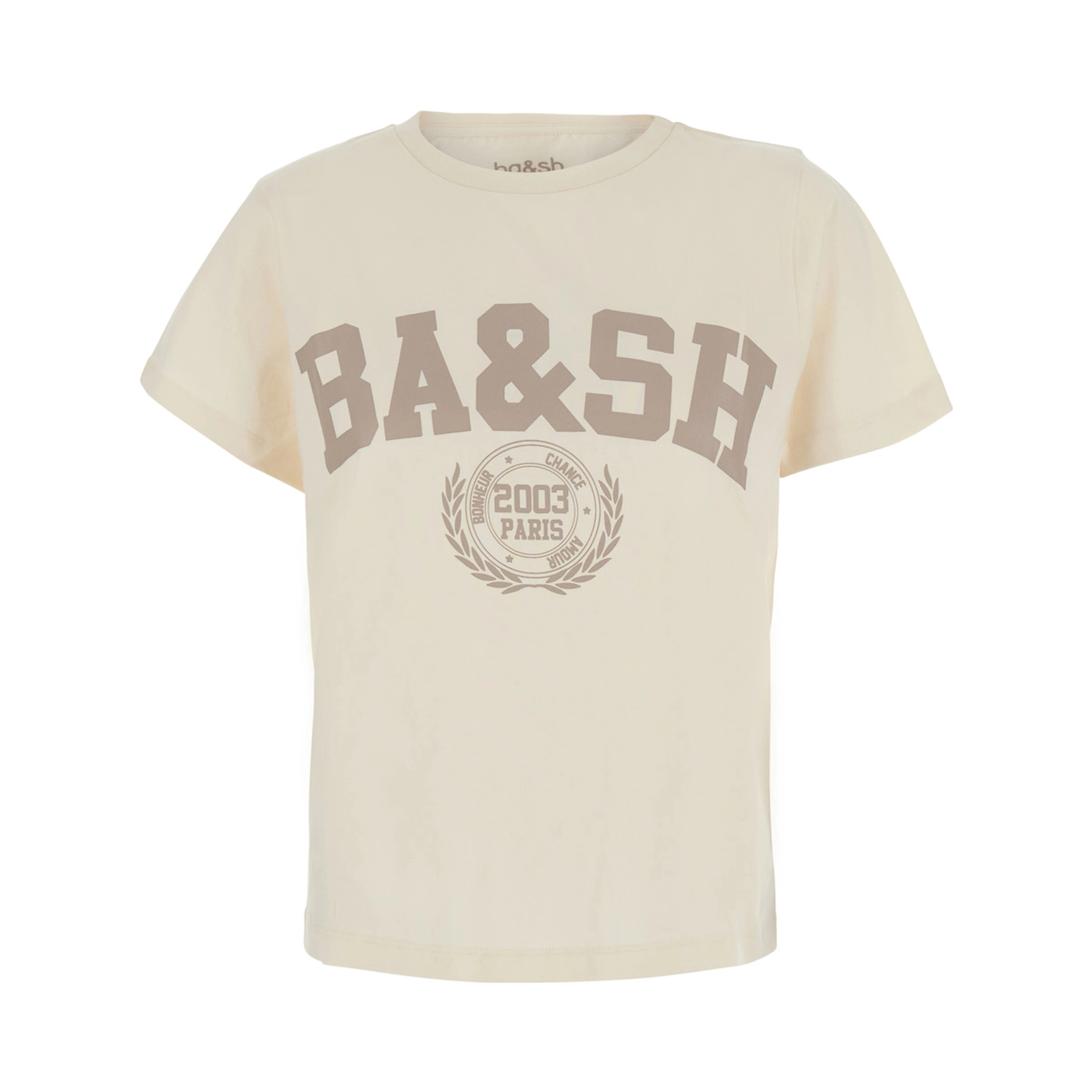 IONI white T-shirt with short sleeves and front logo in cotton for women