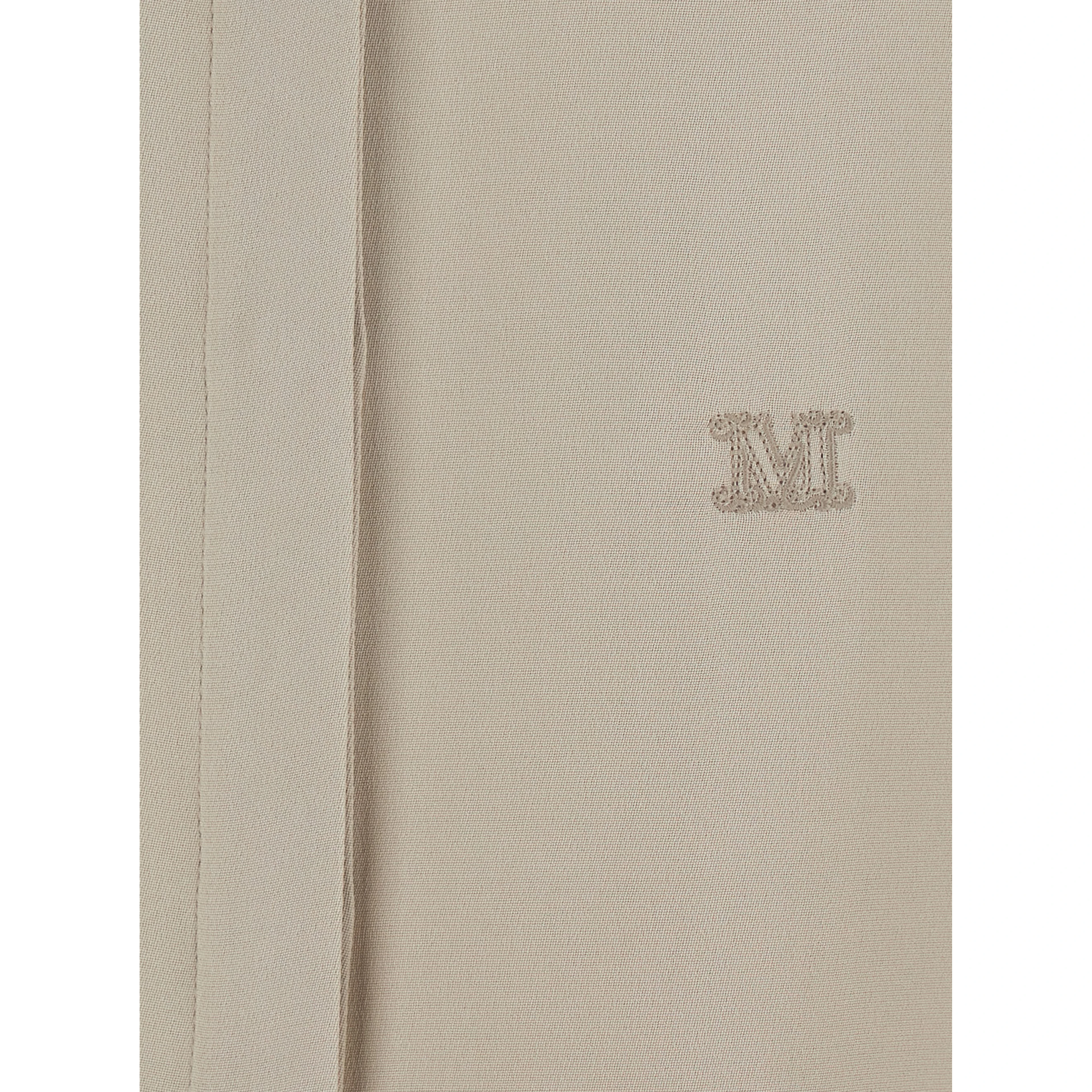 Geranio Beige Shirt with Classic Collar and Logo Embroidery on the Front in Silk for Women