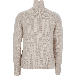 MANTOVA white Sweater with high collar and long sleeves in wool and cashmere for women