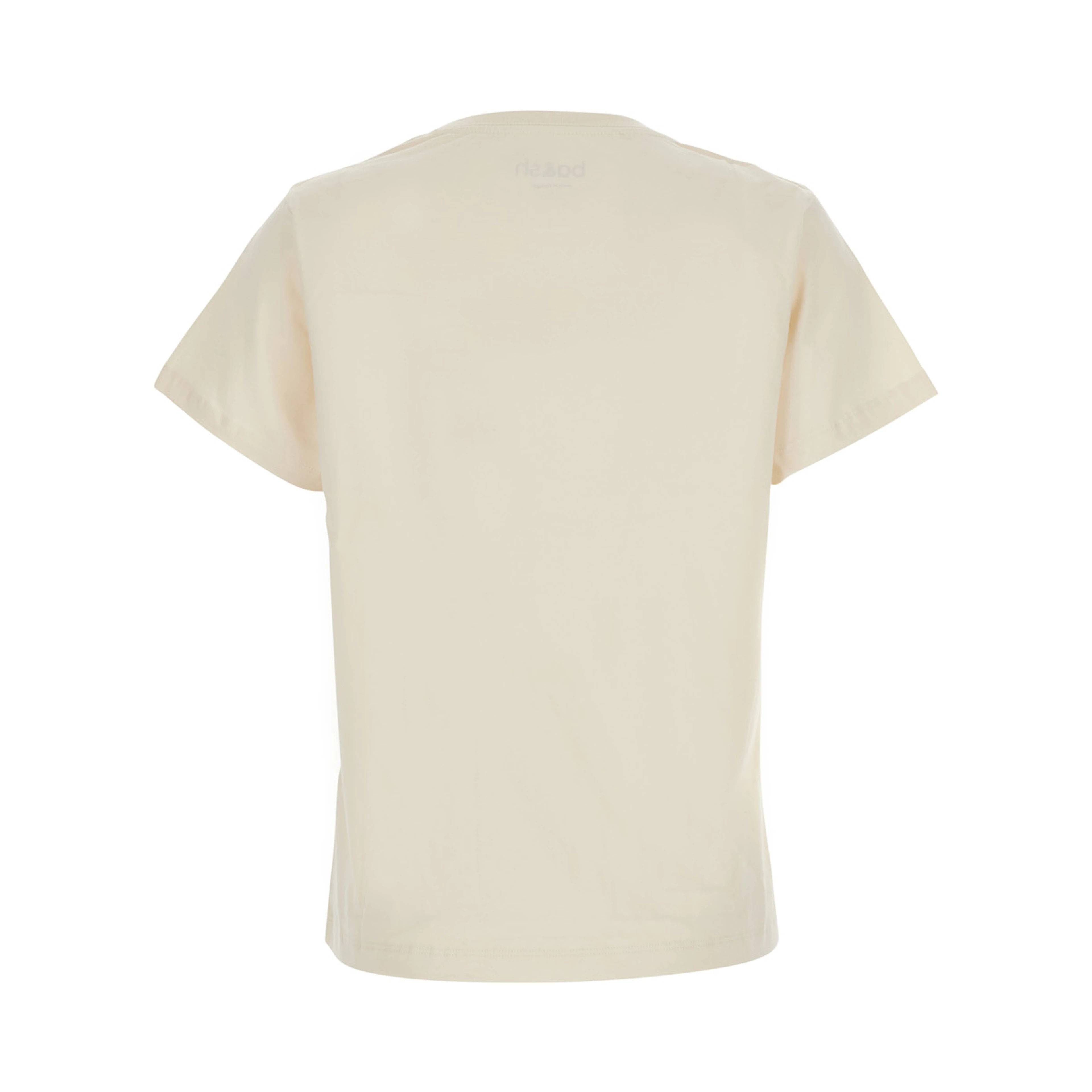 IONI white T-shirt with short sleeves and front logo in cotton for women