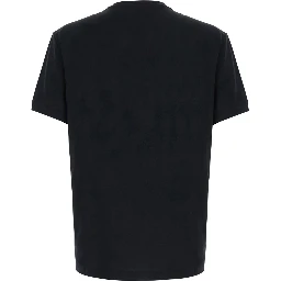 Black Crew neck t-shirt with address print in cotton for men