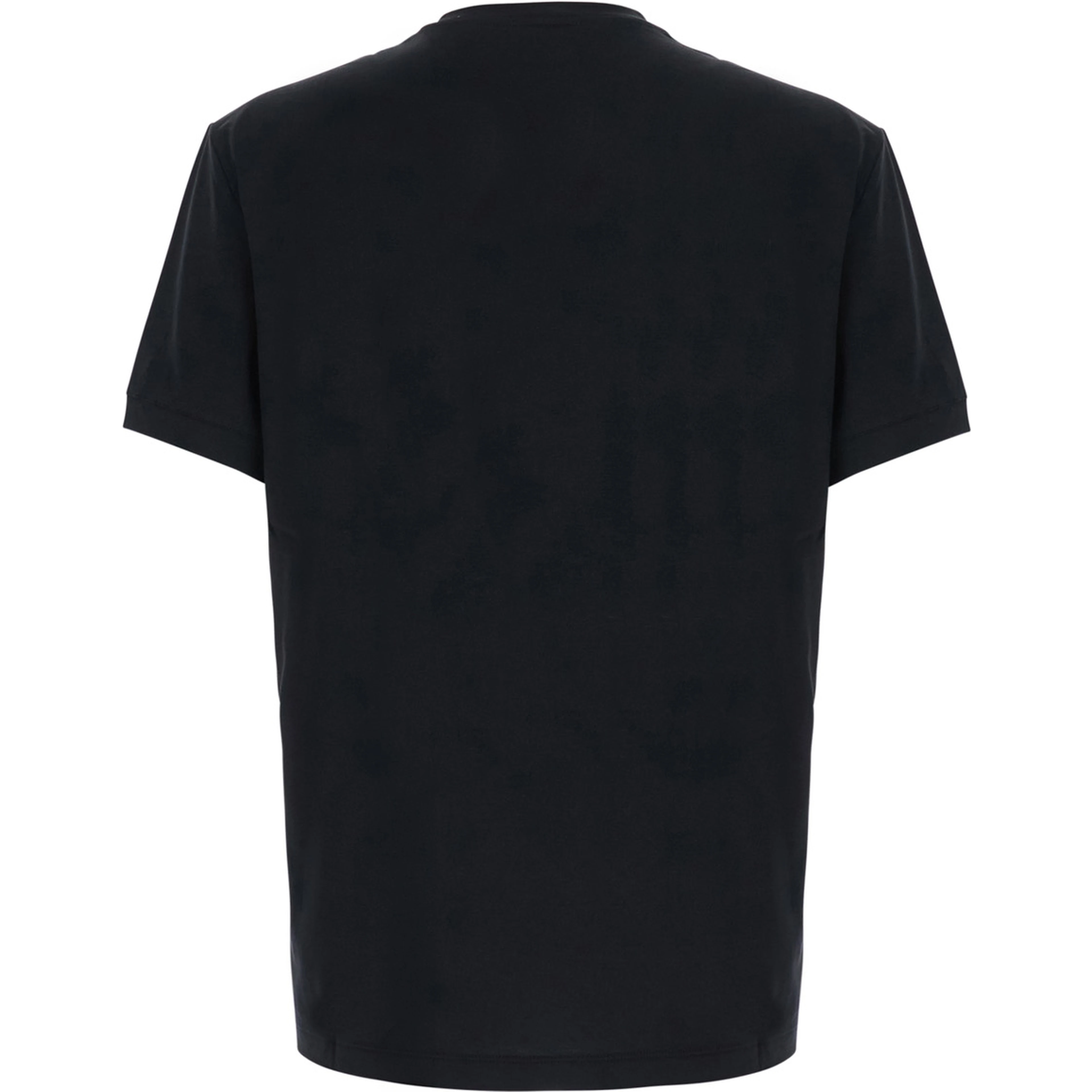 Black Crew neck t-shirt with address print in cotton for men