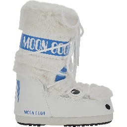 Icon Little Yeti White ankle boots with Fur Lining and Logo Lettering in Tech Fabric Girl