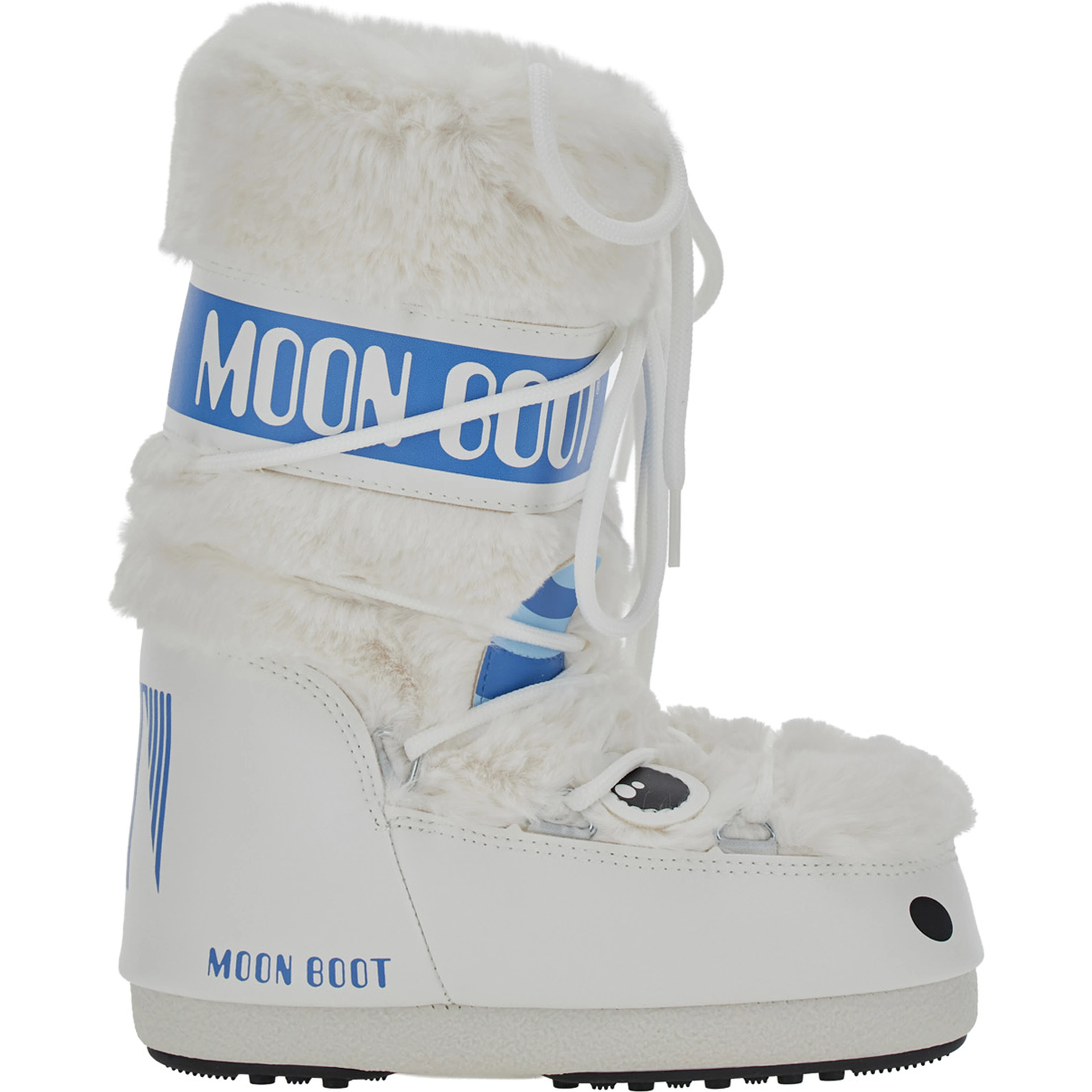 Icon Little Yeti White ankle boots with Fur Lining and Logo Lettering in Tech Fabric Girl