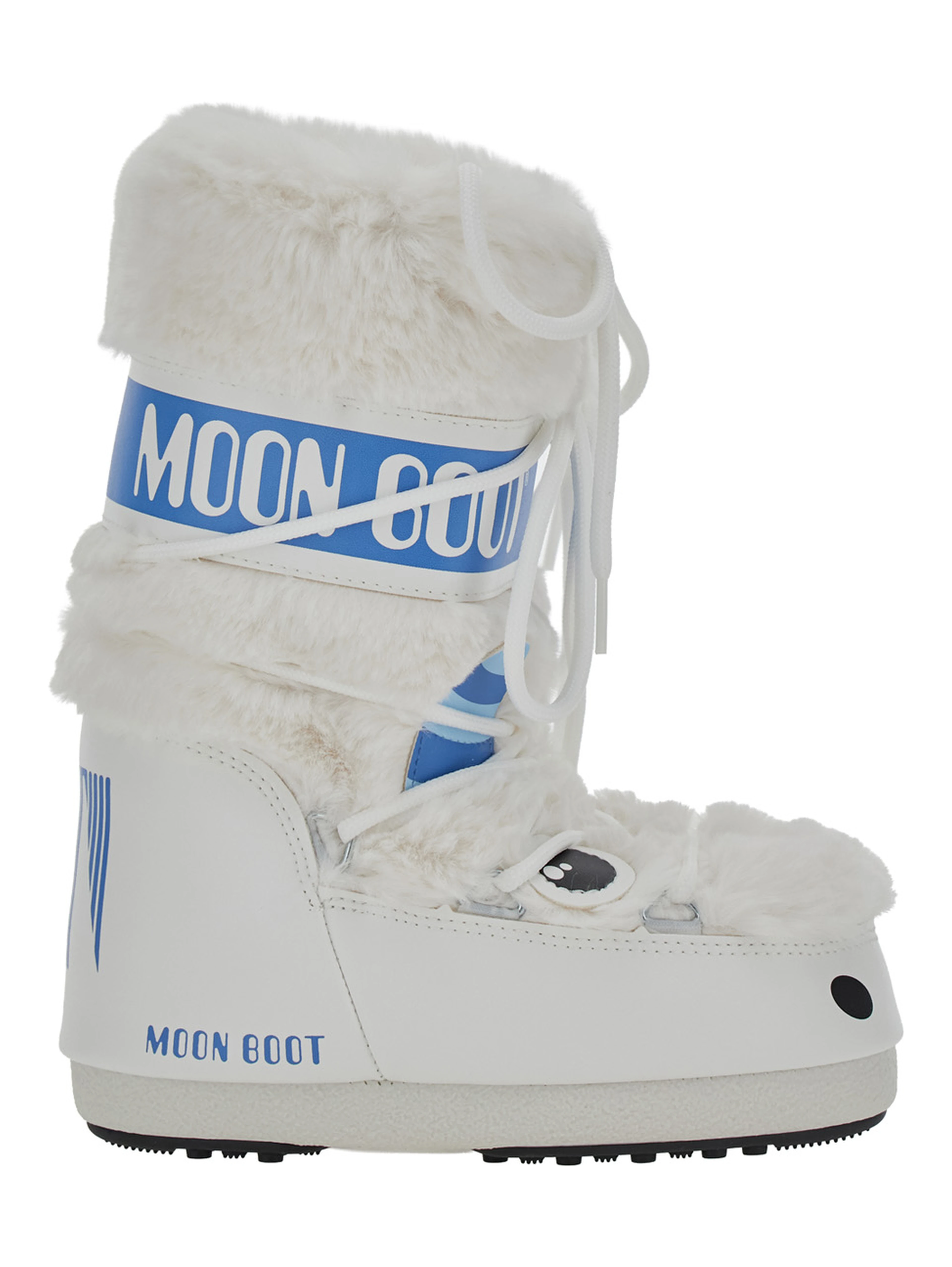 Icon Little Yeti White ankle boots with Fur Lining and Logo Lettering in Tech Fabric Girl