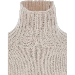 MANTOVA white Sweater with high collar and long sleeves in wool and cashmere for women