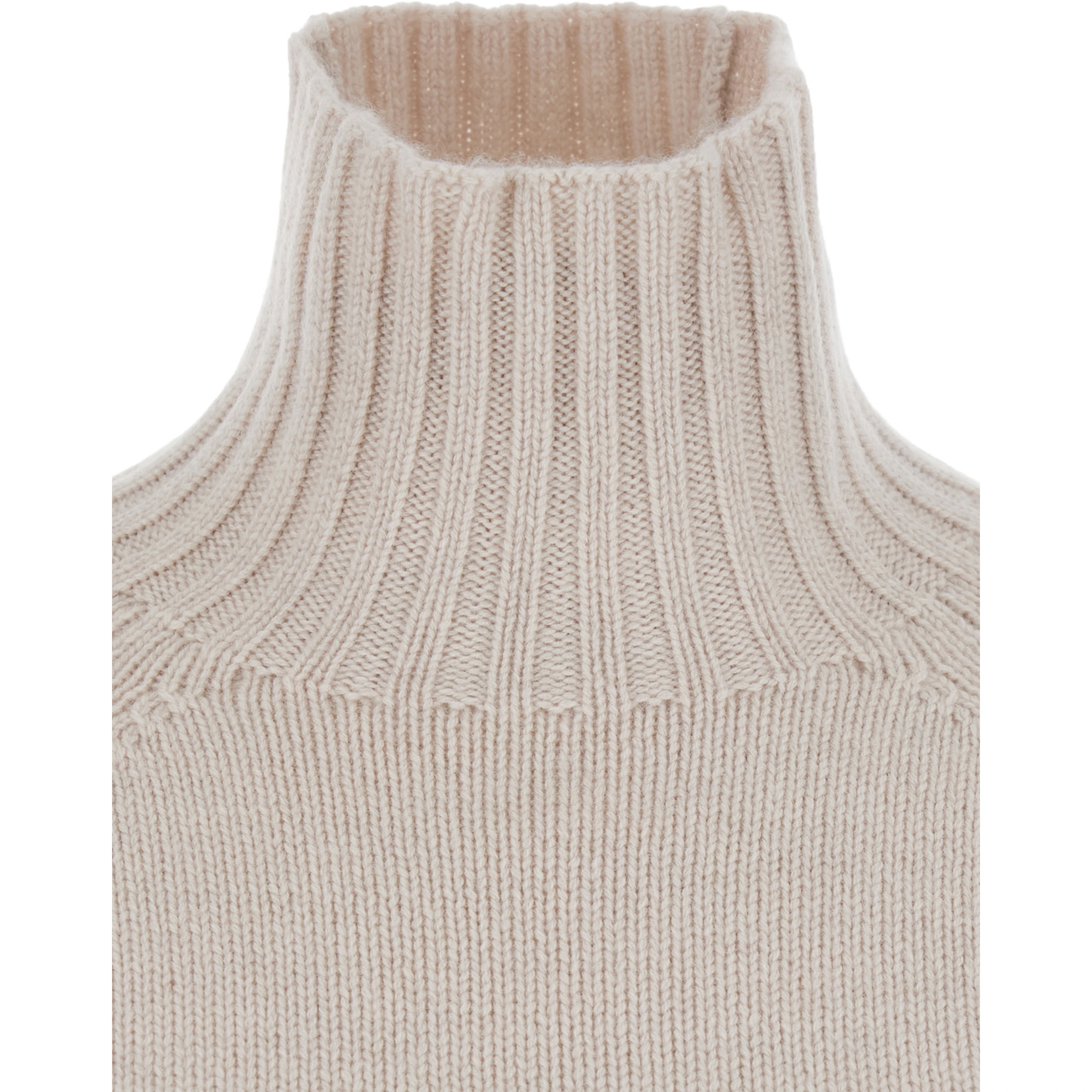 MANTOVA white Sweater with high collar and long sleeves in wool and cashmere for women