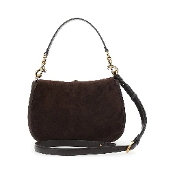 Pony Brown Medium Shoulder bag with Interchangeable Strap and Handle in Suede for Women