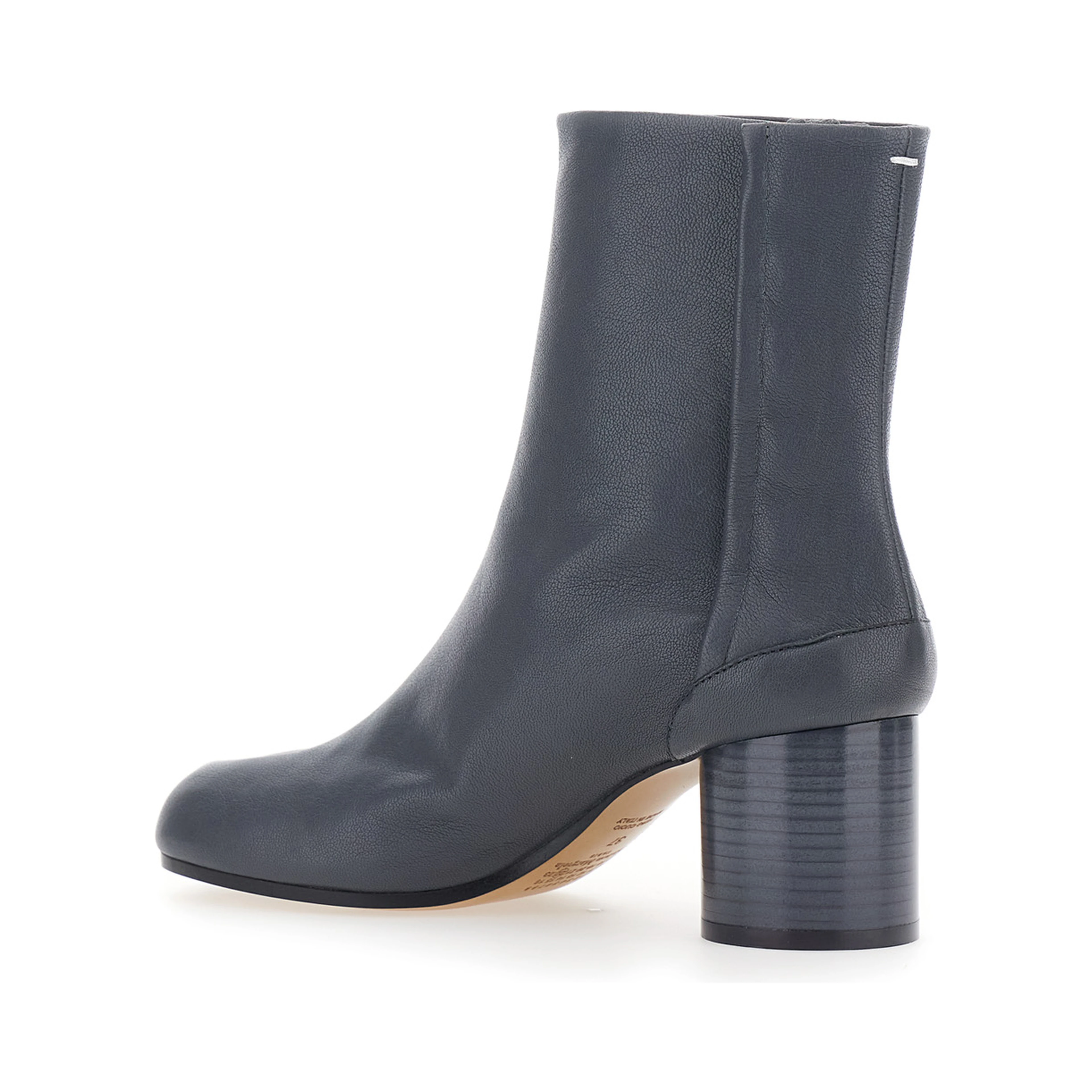 Grey Ankle Boots with Tabi Toe and High Block Heel in Leather for Women
