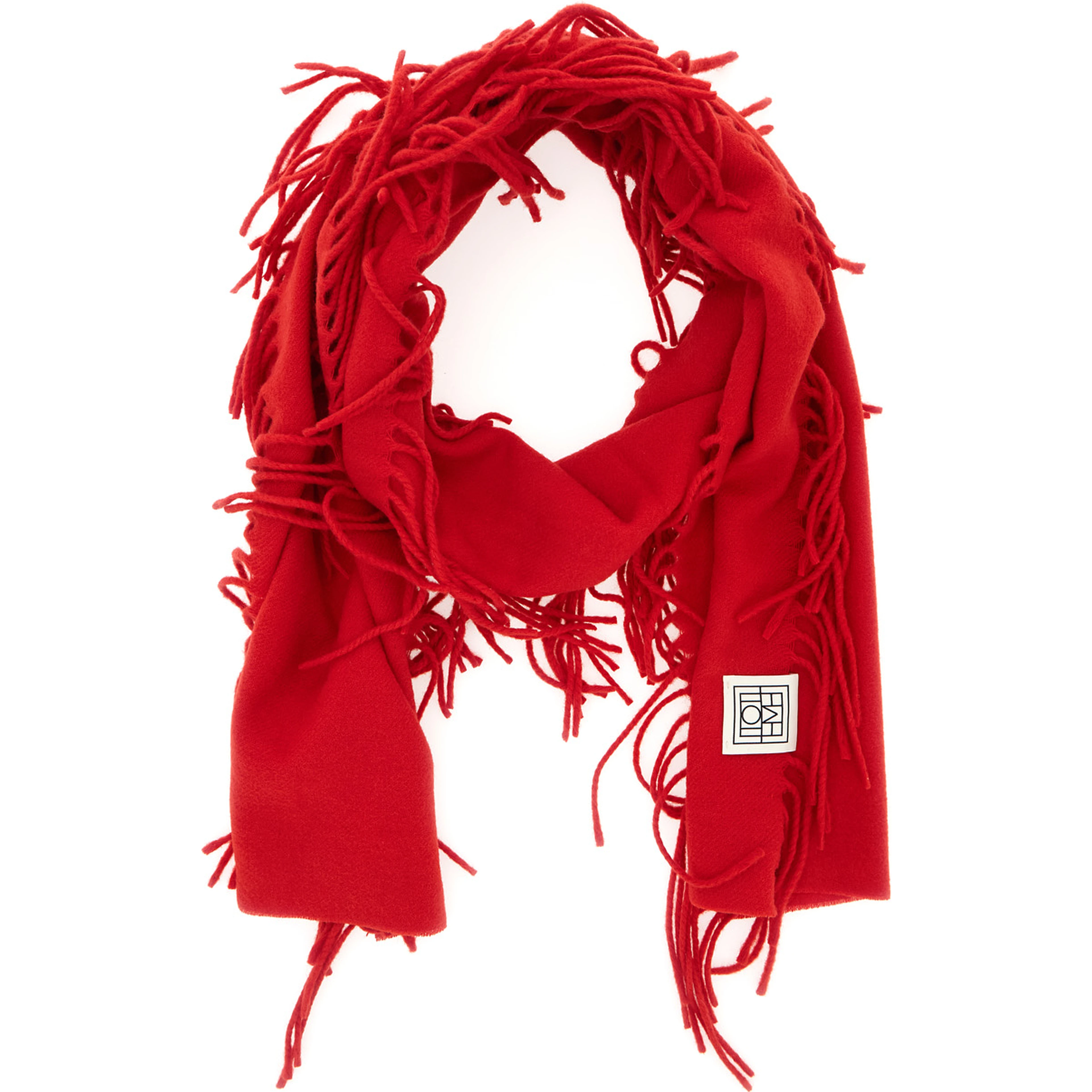 Cashmere Scarf with Fringes and Red Color for Women