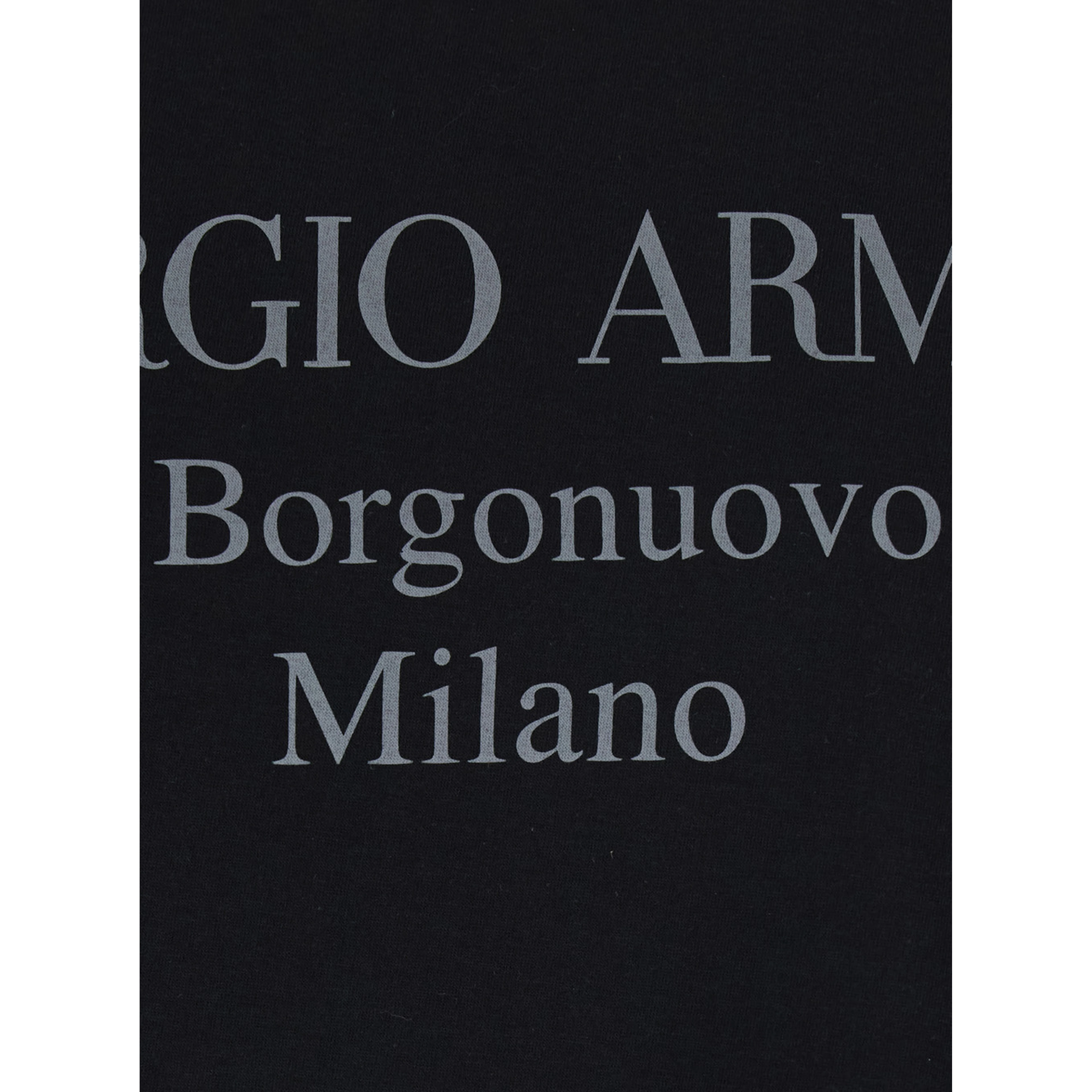 Black Crew neck t-shirt with address print in cotton for men