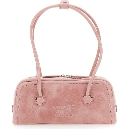 Soft Boston Ew Pink Shoulder bag with Two Top Handles and Logo lettering on the Front in Leather for Women