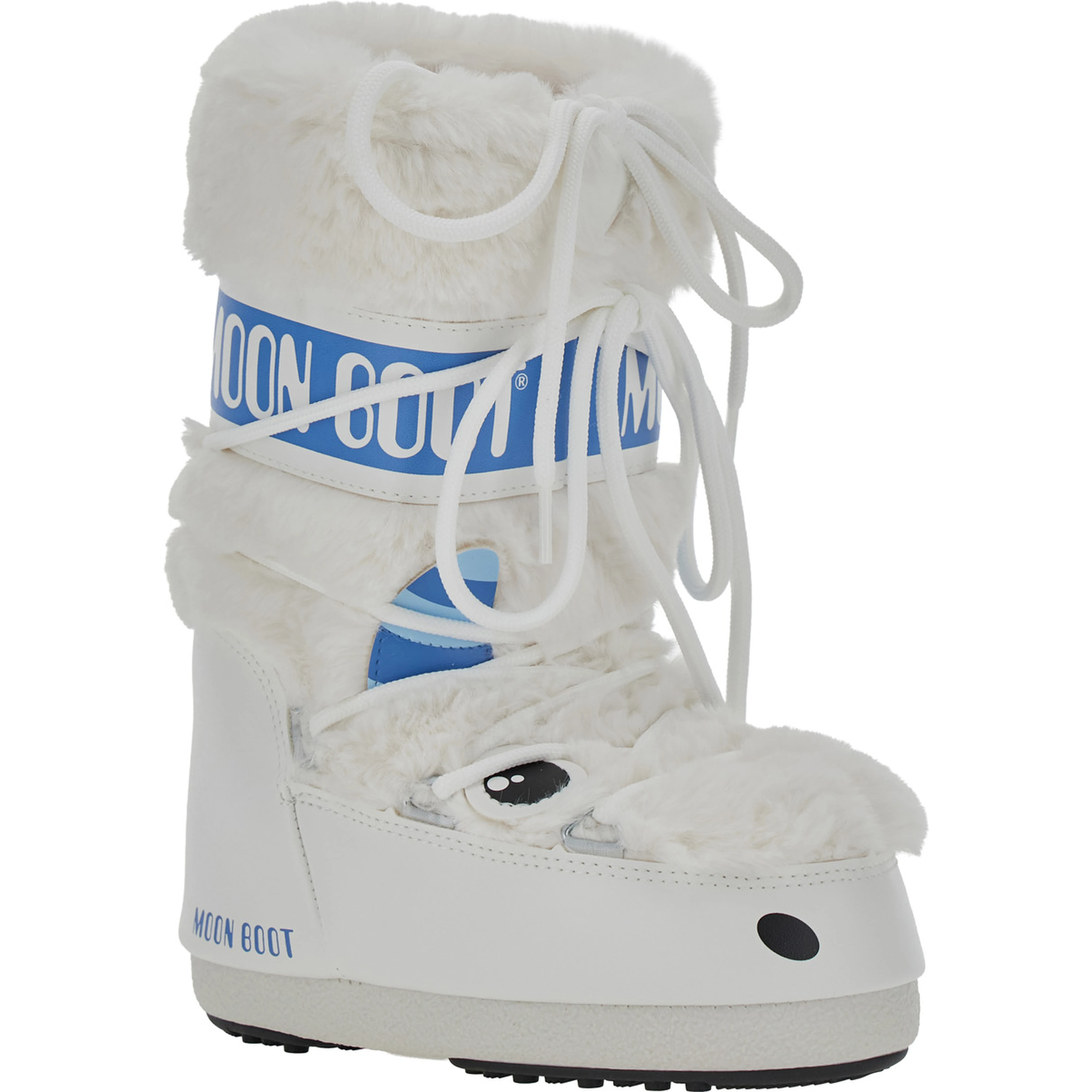 Icon Little Yeti White ankle boots with Fur Lining and Logo Lettering in Tech Fabric Girl