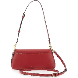 Red Crossbody bag with Logo Plaque on the Front and Adjustable and Removable Red Strap in Leather for Women